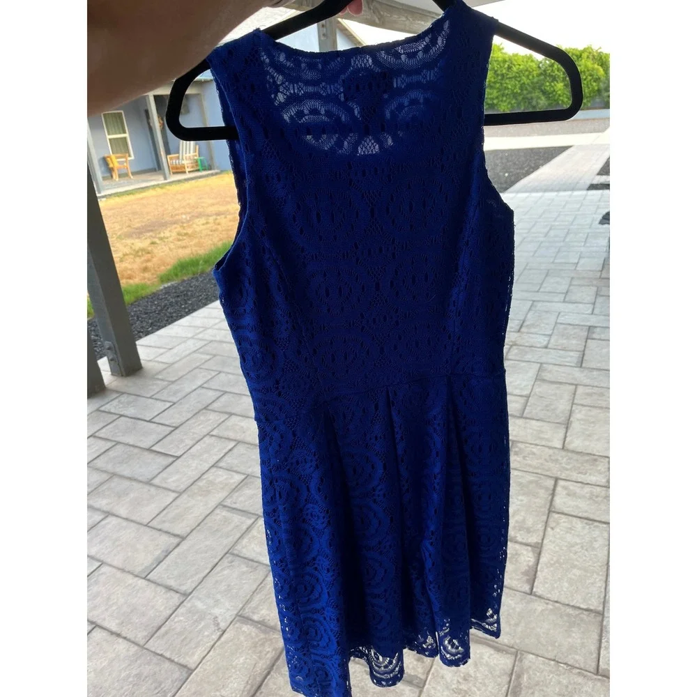 Enfocus Studio Katie Blue Lace Sleeveless Fit Flare Cocktail Dress Sz 8 - Picture 4 of 8